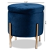Baxton Studio Malina Contemporary Glam and Luxe Navy Blue Velvet Fabric Upholstered and Gold Finished Metal Storage Ottoman - BSOFZD200335-Navy Blue Velvet-Ottoman