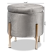 Baxton Studio Malina Contemporary Glam and Luxe Grey Velvet Fabric Upholstered and Gold Finished Metal Storage Ottoman - BSOFZD200335-Grey Velvet-Ottoman