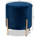 Baxton Studio Thurman Contemporary Glam and Luxe Navy Blue Velvet Fabric Upholstered and Gold Finished Metal Ottoman - BSOFZD190717-Navy Blue Velvet-Ottoman