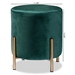 Baxton Studio Thurman Contemporary Glam and Luxe Green Velvet Fabric Upholstered and Gold Finished Metal Ottoman - BSOFZD190717-Green Velvet-Ottoman