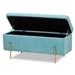 Baxton Studio Rockwell Contemporary Glam and Luxe Sky Blue Velvet Fabric Upholstered and Gold Finished Metal Storage Bench - BSOFZD0223-Light Blue Velvet-Bench