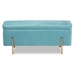 Baxton Studio Rockwell Contemporary Glam and Luxe Sky Blue Velvet Fabric Upholstered and Gold Finished Metal Storage Bench - BSOFZD0223-Light Blue Velvet-Bench