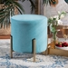 Baxton Studio Thurman Contemporary Glam and Luxe Sky Blue Velvet Fabric Upholstered and Gold Finished Metal Ottoman - BSOFZD190717-Light Blue Velvet-Ottoman