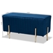 Baxton Studio Helaine Contemporary Glam and Luxe Navy Blue Fabric Upholstered and Gold Metal Bench Ottoman - BSOFZD200124-Navy Blue-Bench