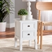 Baxton Studio Caelan Classic and Traditional White Finished Wood 2-Drawer End Table - BSOFZC020117-White-ET