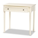 Baxton Studio Mahler Classic and Traditional White Finished Wood 1-Drawer Console Table - BSOFZDR19084-White-Console Table