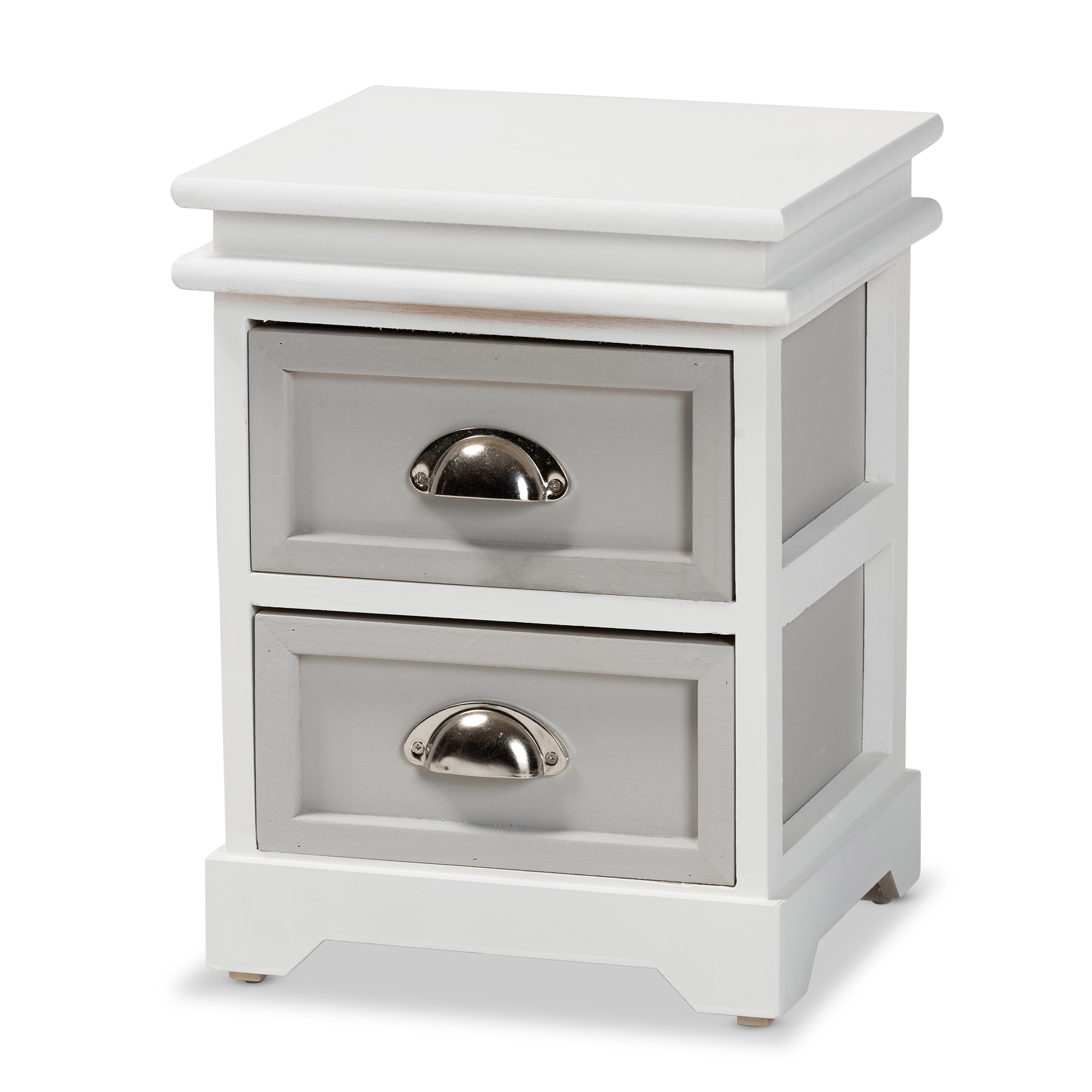 Baxton Studio Cachet Modern and Contemporary Two-Tone Grey and White Finished Wood 2-Drawer Nightstand