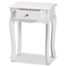 Baxton Studio Peterson Classic and Traditional White Finished Wood 1-Drawer Nightstand - BSOLYA20-231-White-NS
