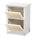 Baxton Studio Sariah Mid-Century Modern White Finished Wood and Rattan 2-Door Nightstand - BSOFMA-0176-Wooden 2 Drawer-NS