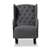 Baxton Studio Jamir Classic and Traditional Grey Fabric Upholstered and Dark Brown Finished Wood Rocking Chair - BSOHH-036-Velvet Grey-Rocking Chair