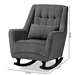 Baxton Studio Elisa Modern and Contemporary Grey Fabric Upholstered and Dark Brown Finished Wood Rocking Chair - BSOHH-009-Velvet Grey-Rocking Chair