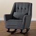 Baxton Studio Elisa Modern and Contemporary Grey Fabric Upholstered and Dark Brown Finished Wood Rocking Chair - BSOHH-009-Velvet Grey-Rocking Chair