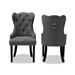 Baxton Studio Fabre Modern Transitional Grey Velvet Fabric Upholstered and Dark Brown Finished Wood 2-Piece Dining Chair Set - BSOHH-041-Velvet Grey-DC