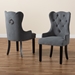Baxton Studio Fabre Modern Transitional Grey Velvet Fabric Upholstered and Dark Brown Finished Wood 2-Piece Dining Chair Set - BSOHH-041-Velvet Grey-DC