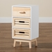 Baxton Studio Kalida Mid-Century Modern Two-Tone White and Oak Brown Finished Wood 3-Drawer Storage Cabinet - BSO3578-White Washed/Oak-3DW Cabinet