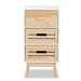 Baxton Studio Kalida Mid-Century Modern Two-Tone White and Oak Brown Finished Wood 3-Drawer Storage Cabinet - BSO3578-White Washed/Oak-3DW Cabinet