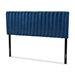 Baxton Studio Emile Modern and Contemporary Navy Blue Velvet Fabric Upholstered and Dark Brown Finished Wood King Size Headboard - BSOEmile-Navy Blue Velvet-HB-King