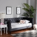 Baxton Studio Cora Modern and Contemporary Grey Velvet Fabric Upholstered and Dark Brown Finished Wood Full Size Daybed - BSOCora-Grey Velvet-Daybed-Full