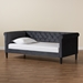 Baxton Studio Cora Modern and Contemporary Grey Velvet Fabric Upholstered and Dark Brown Finished Wood Full Size Daybed - BSOCora-Grey Velvet-Daybed-Full