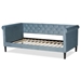 Baxton Studio Cora Modern and Contemporary Light Blue Velvet Fabric Upholstered and Dark Brown Finished Wood Twin Size Daybed - BSOCora-Light Blue Velvet-Daybed-Twin