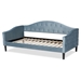 Baxton Studio Benjamin Modern and Contemporary Light Blue Velvet Fabric Upholstered and Dark Brown Finished Wood Twin Size Daybed - BSOBenjamin-Light Blue Velvet-Daybed-Twin