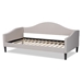 Baxton Studio Milligan Modern and Contemporary Beige Fabric Upholstered and Dark Brown Finished Wood Twin Size Daybed - BSOMilligan-Beige-Daybed-Twin