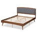 Baxton Studio Ratana Mid-Century Modern Transitional Grey Fabric Upholstered and Walnut Brown Finished Wood Queen Size Platform Bed - BSOMG0020-4S-Dark Grey/Walnut-Queen