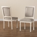 Baxton Studio Louane Traditional French Inspired Grey Fabric Upholstered and White Finished Wood 2-Piece Dining Chair Set - BSOW-LOUIS-R-02-Off White/Grey-Chair