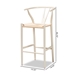 Baxton Studio Paxton Modern and Contemporary White Finished Wood 2-Piece Bar Stool Set - BSOY-BAR-W-White/Rope-Wishbone-Stool