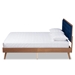 Baxton Studio Larue Modern and Contemporary Navy Blue Velvet Fabric Upholstered and Walnut Brown Finished Wood Queen Size Platform Bed - BSOMG0020-1S-Navy Velvet/Walnut-Queen