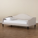 Baxton Studio Milligan Modern and Contemporary Beige Fabric Upholstered and Dark Brown Finished Wood Full Size Daybed - BSOMilligan-Beige-Daybed-Full