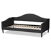 Baxton Studio Milligan Modern and Contemporary Charcoal Fabric Upholstered and Dark Brown Finished Wood Full Size Daybed - BSOMilligan-Charcoal Grey-Daybed-Full