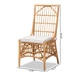 bali & pari Rose Modern Bohemian White Fabric Upholstered and Natural Brown Rattan Dining Chair - BSORose-Rattan-DC No Arm