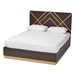 Baxton Studio Arcelia Contemporary Glam and Luxe Two-Tone Dark Brown and Gold Finished Wood Queen Size Platform Bed