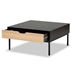 Baxton Studio Haben Modern and Contemporary Two-Tone Oak Brown and Black Finished Wood Coffee Table - BSOLCF20182-Black/Tan-CT