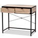 Baxton Studio Grayer Modern Industrial Natural Brown Finished Wood and Black Metal 2-Drawer Desk - BSONL2020510-Desk