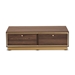 Baxton Studio Cormac Mid-Century Modern Transitional Walnut Brown Finished Wood and Gold Metal 2-Drawer Coffee Table - BSOLV28CFT28140-Walnut-CT