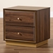 Baxton Studio Cormac Mid-Century Modern Transitional Walnut Brown Finished Wood and Gold Metal 2-Drawer Nightstand - BSOLV28ST28240-Walnut-NS