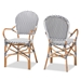 Baxton Studio Naila Classic French Black and White Weaving and Natural Brown Rattan 2-Piece Dining Chair Set