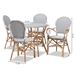 Baxton Studio Naila Classic French Black and White Plastic and Natural Brown Rattan 5-Piece Indoor and Outdoor Bistro Set - BSOMies-Rattan-5PC Dining Set