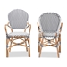 Baxton Studio Naila Classic French Black and White Weaving and Natural Brown Rattan 2-Piece Indoor and Outdoor Bistro Chair Set - BSODC613-Rattan-DC Arm