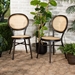 Baxton Studio Thalia Mid-Century Modern Dark Brown Finished Metal and Synthetic Rattan 2-Piece Outdoor Dining Chair Set - BSOWA-33001-Natural/Dark Brown-DC