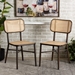 Baxton Studio Katina Mid-Century Modern Dark Brown Finished Metal and Synthetic Rattan 2-Piece Outdoor Dining Chair Set - BSOWA-33004-Natural/Dark Brown-DC