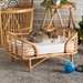 Baxton Studio Malino Modern Bohemian  Natural Brown Rattan Pet Bed with Cushion - BSOMalino-Rattan-Pet Bed