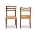 bali & pari Arthur Mid-Century Modern Walnut Brown Mahogany Wood and Natural Rattan 2-Piece Dining Chair Set - BSOArthur-Teak-DC