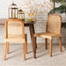 Baxton Studio Caspia Mid-Century Modern Walnut Brown Finished Wood and Natural Rattan 2-Piece Dining Chair Set - BSOCaspia-Teak-DC