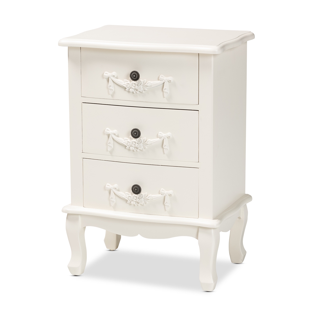 Baxton Studio Callen Classic and Traditional White Finished Wood 3-Drawer End Table