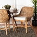Baxton Studio Kyle Modern Bohemian Natural Brown Woven Rattan Dining Side Chair With Cushion - BSOKyle-Rattan-DC-No Arm