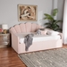 Baxton Studio Timila Modern and Contemporary Light Pink Velvet Fabric Upholstered Queen Size Daybed - BSOBBT61078-Light Pink Velvet-Daybed-Queen