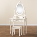 Baxton Studio Macsen Classic and Traditional White Finished Wood 2-Piece Vanity Set with Adjustable Mirror - BSOJY18B027-White-2PC Vanity Set